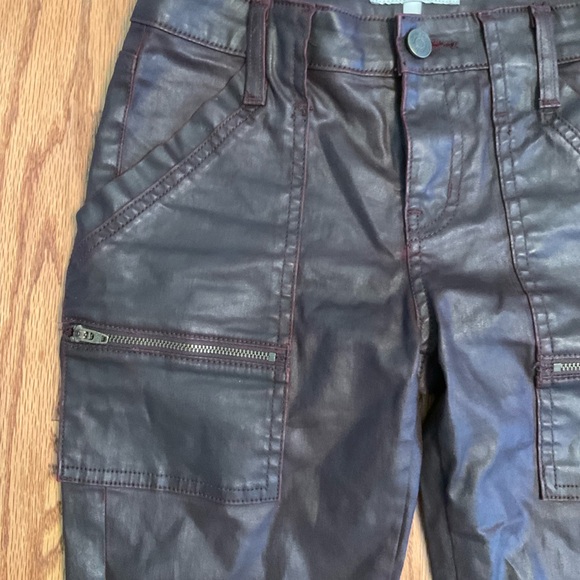 Joie Jeans, Park Skinny B, Wine, Leather Look, zip pockets and at leg hem, Sz 26 - Picture 3 of 14